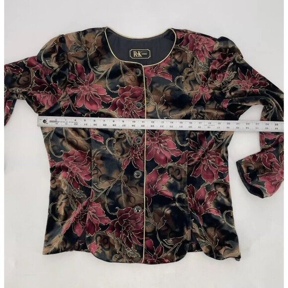 Vintage R&K Evenings Etched Floral Velvet Button-Down Blazer Size 12 Event - Picture 11 of 12